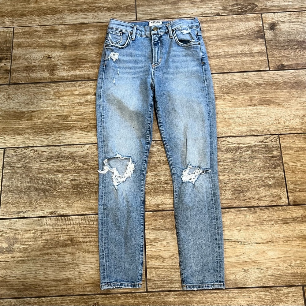 Agolde Sophie Crop in Outsider High Rise Jeans Size 25 Distressed Skinny Denim - Picture 4 of 15